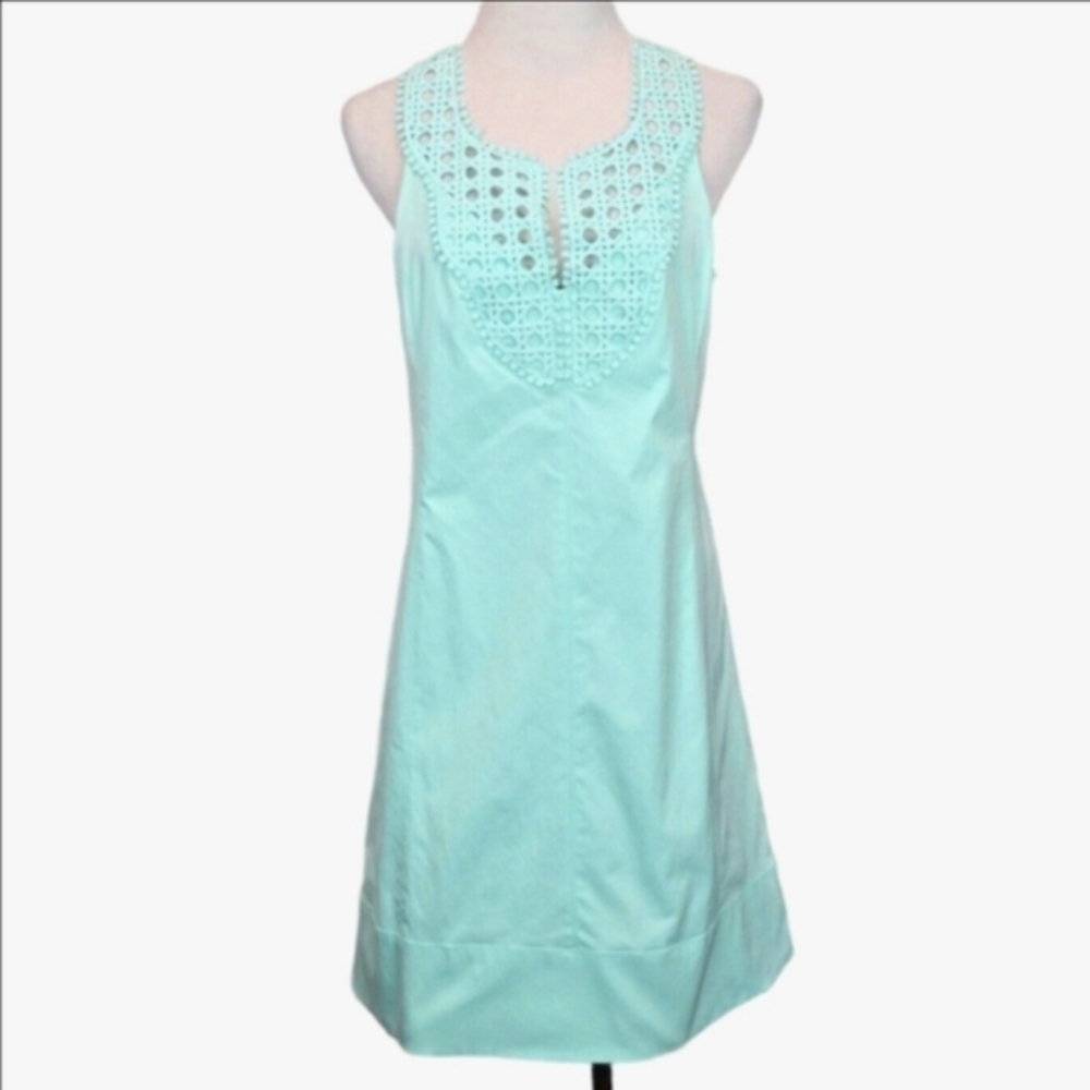 Nanette Lepore Aqua‎ Jungle Sheath Sleeveless Mini Dress with Crochet Accents 4